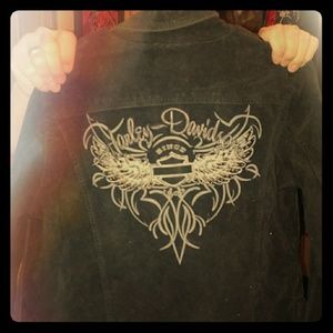 Suede Black Harley Davidson Jacket